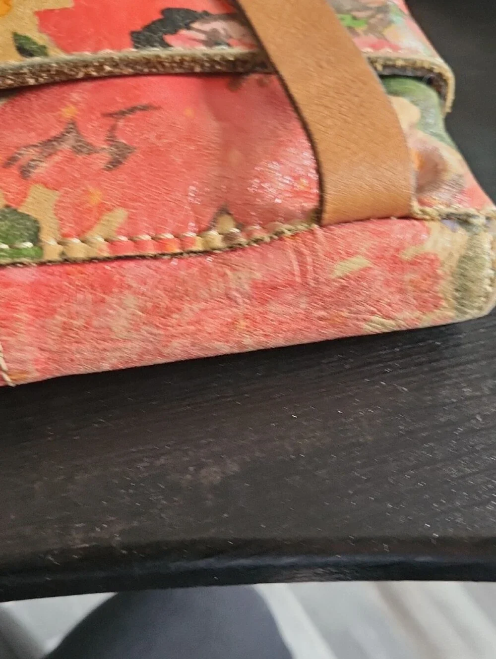 Patricia Nash Floral Multicolor Leather Crossbody - Pink, Yellow, Green, Gray